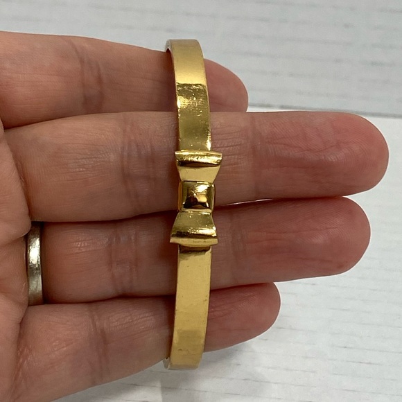 Kate Spade Take A Bow Bangle Bracelet Yellow Gold-Tone | 7.5” | Designer Jewelry - Picture 4 of 13
